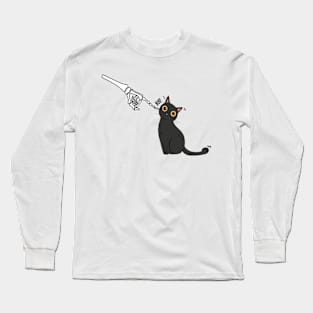 Black cat Lover Skeleton Hand Boo Funny cat Halloween 2022 Long Sleeve T-Shirt